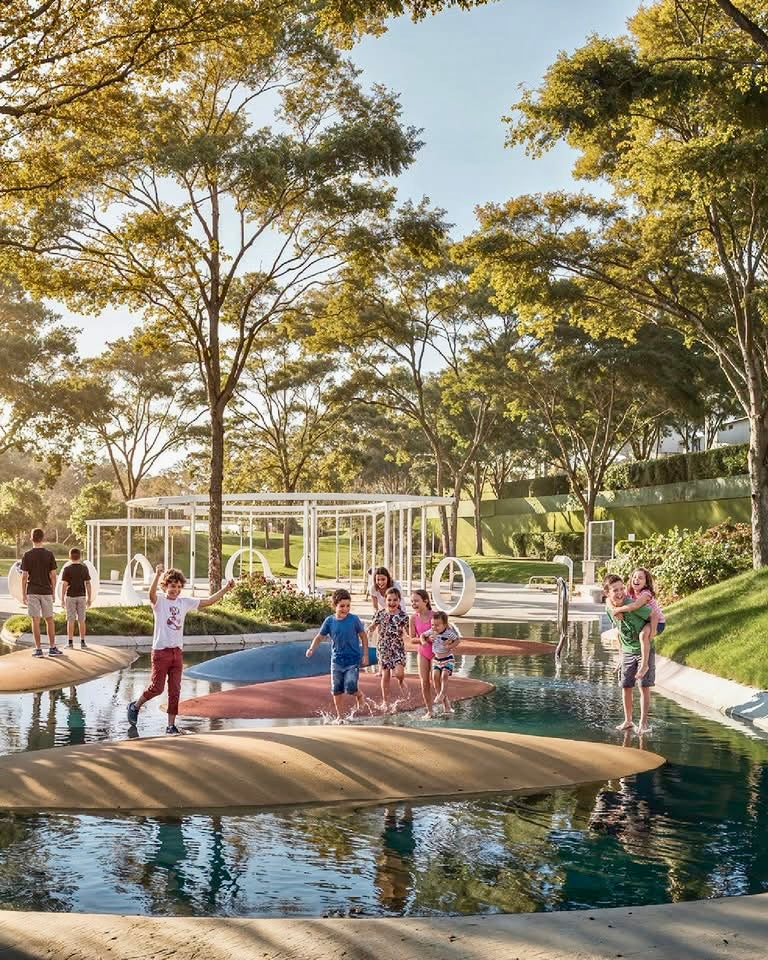 Kids Play Area, Theme Park, Water Park, Pet Park and Fountains