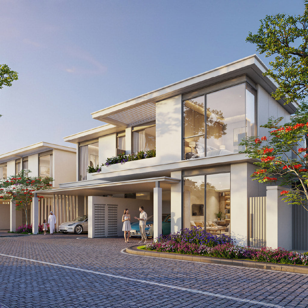 Artist’s impression of a corner townhouse at Azizi Florence, Sharjah