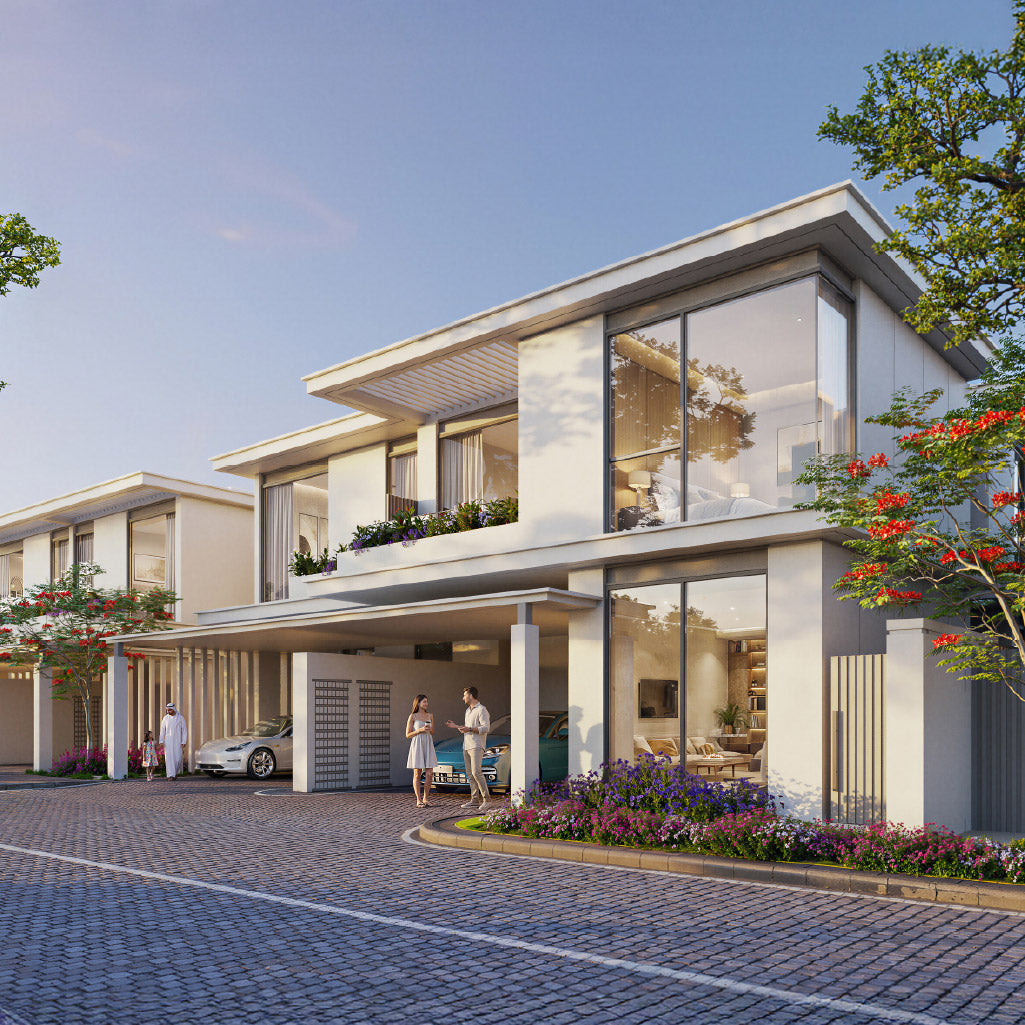 Artist’s impression of a corner townhouse at Azizi Florence, Sharjah