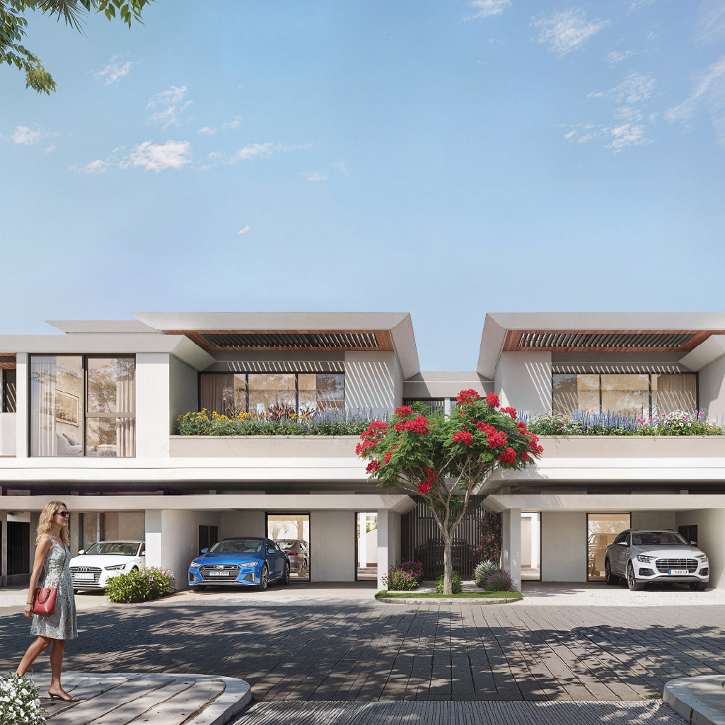 Artist’s impression of Azizi Florence townhouses with covered parking