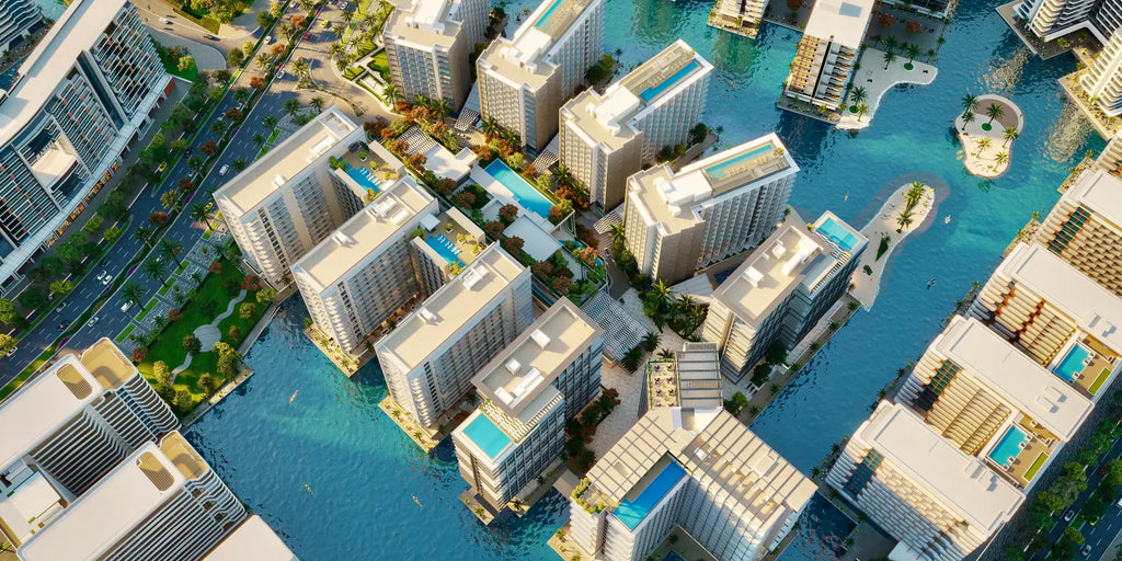 Aerial artist’s impression of the Azizi Venice waterfront community