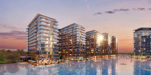 Artist’s impression of Azizi Venice residences beside the lagoon