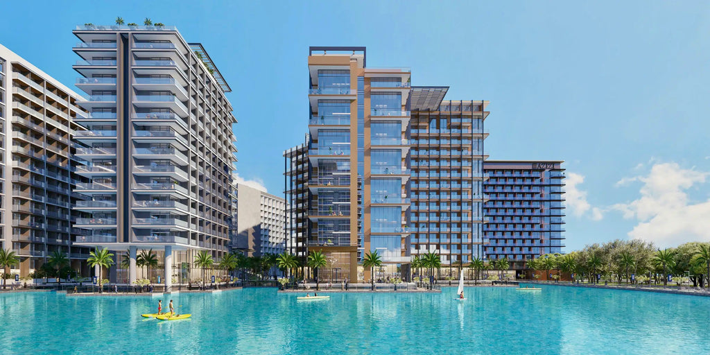 Artist’s impression of Azizi Venice apartments beside the water